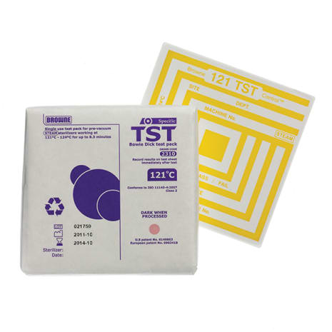 2310AB 2310AB  ~ TST SGL USE BOWIE DICK TEST PACK 121C 8 MN -20 PACKS ~