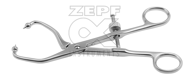 32-4261-19 32-4261-19  ~ Becken Halte Zange abgewinkelt 19 cm mit kurzen und geknöpften Enden ~