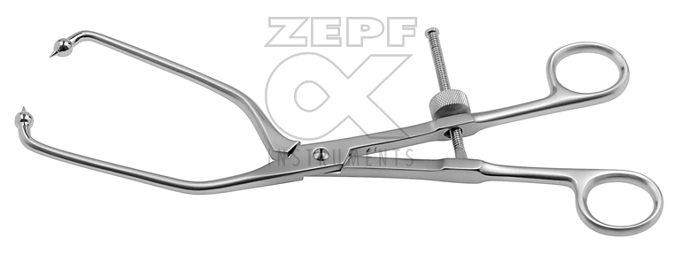 32-4261-24 32-4261-24  ~ Becken Halte Zange abgewinkelt 24 cm mit langen und geknöpften Enden ~