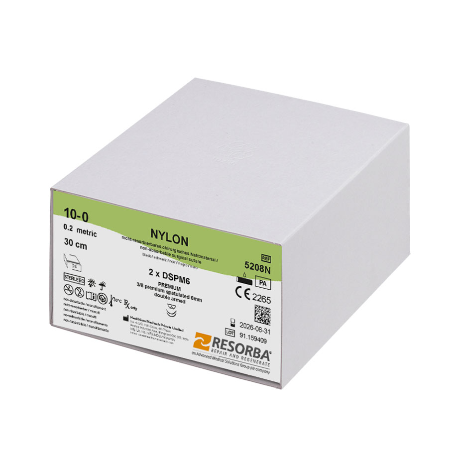 5208N 5208N  ~ NYLON schwarz, 10 0 USP, 2XDSPM6, Länge 30cm ~