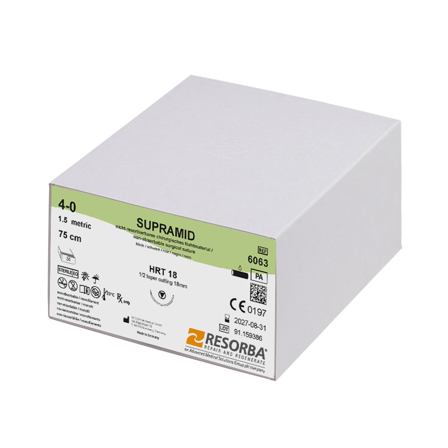 6063 6063  ~ SUPRAMID schwarz, 4 0 USP, HRT18, Länge 75cm ~