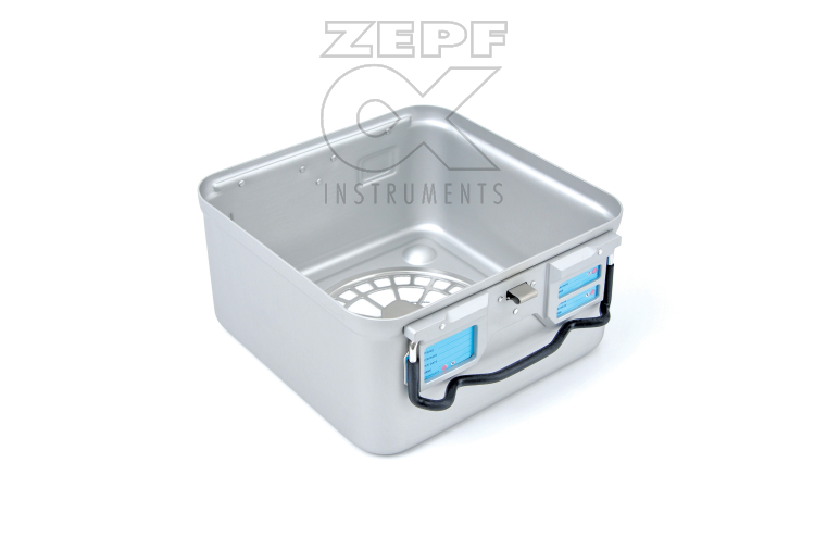 88-3856-12 88-3856-12  ~ Container Unterteil Alu silber 1 2 gelocht mit Papierfilter 28,5 x 28 x 13,5 cm ~
