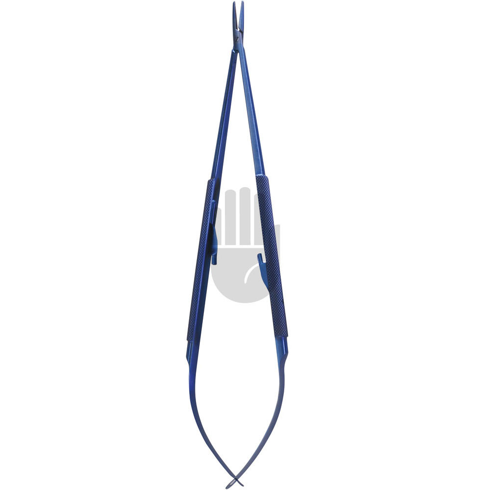 HB2427-18 HB2427-18  ~ Titan-Mikro-Nadelhalter, 18cm, runde Ausführung, gebogen, mit Sperre, diamantstaubbeschichtet ~