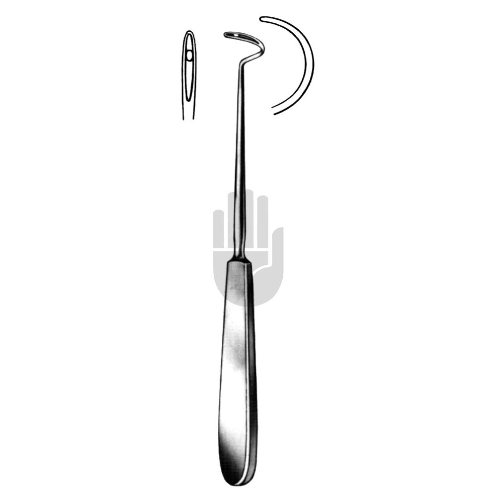 HB2535-20 HB2535-20  ~ Deschamps Unterbindungsnadel, stumpf, rechts gebogen, für die linke Hand, 20cm ~