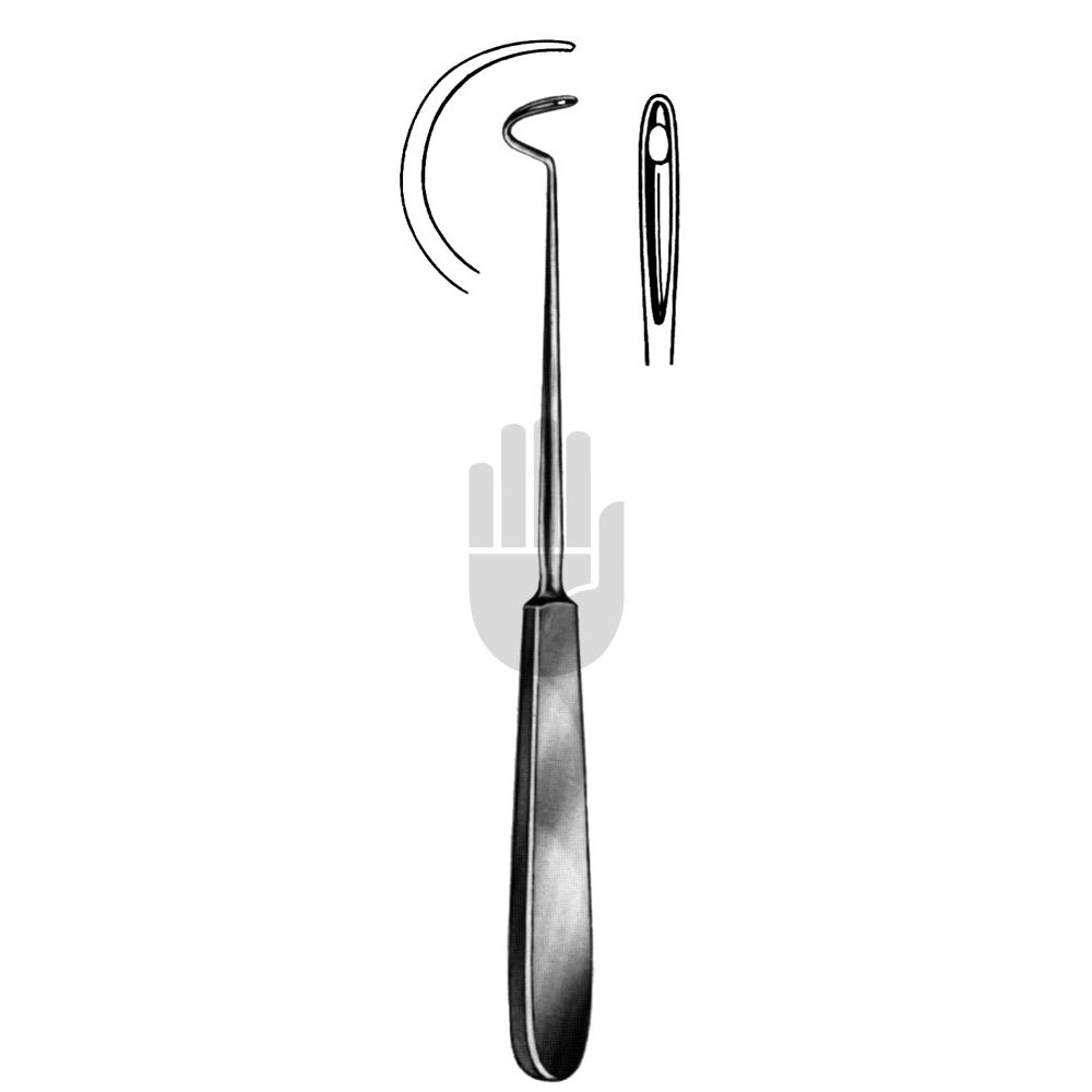 HB2538-21 HB2538-21  ~ Deschamps Unterbindungsnadel, stumpf, links gebogen, für die rechte Hand, 21cm ~