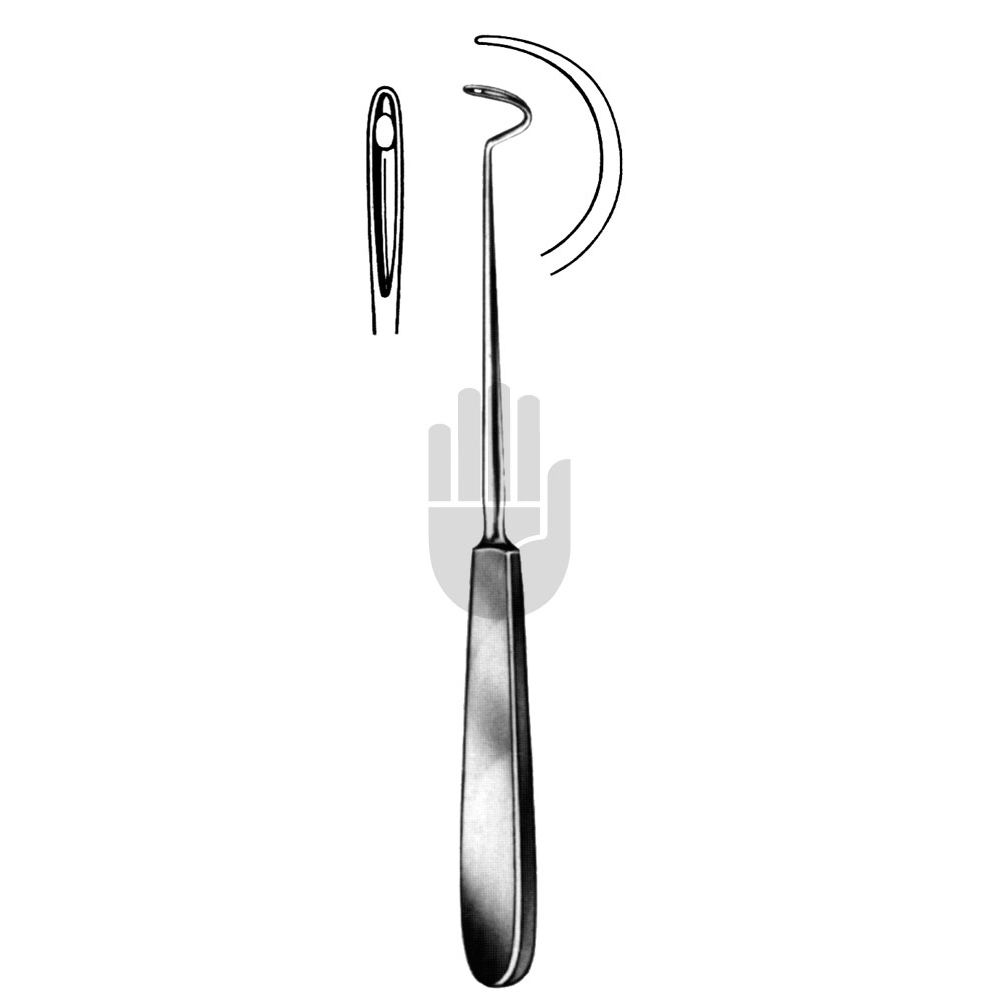 HB2539-21 HB2539-21  ~ Deschamps Unterbindungsnadel, stumpf, rechts gebogen, für die linke Hand, 21cm ~