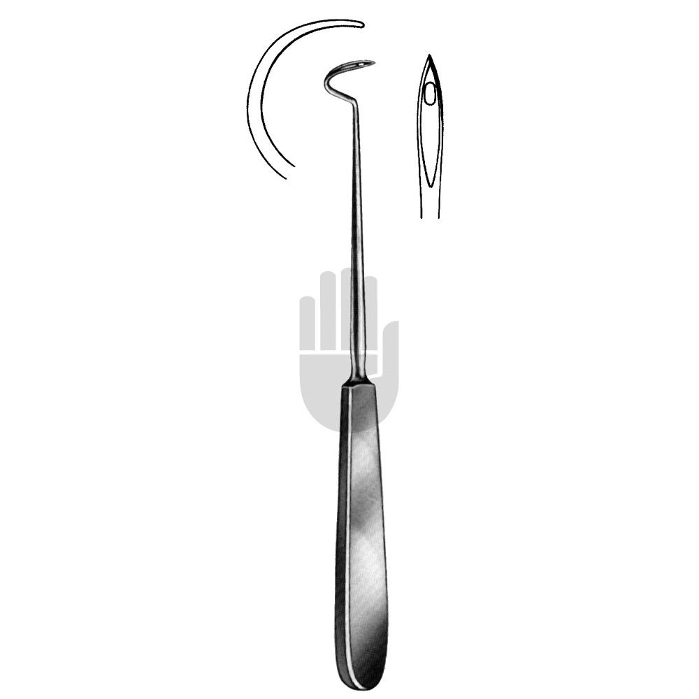 HB2540-21 HB2540-21  ~ Deschamps Unterbindungsnadel, scharf, links gebogen, für die rechte Hand, 21cm ~