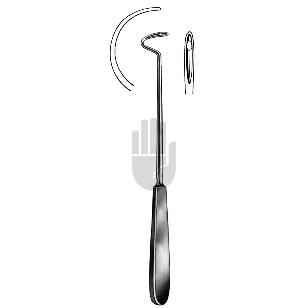 HB2542-24 HB2542-24  ~ Deschamps Unterbindungsnadel, stumpf, links gebogen, für die rechte Hand, 24cm ~