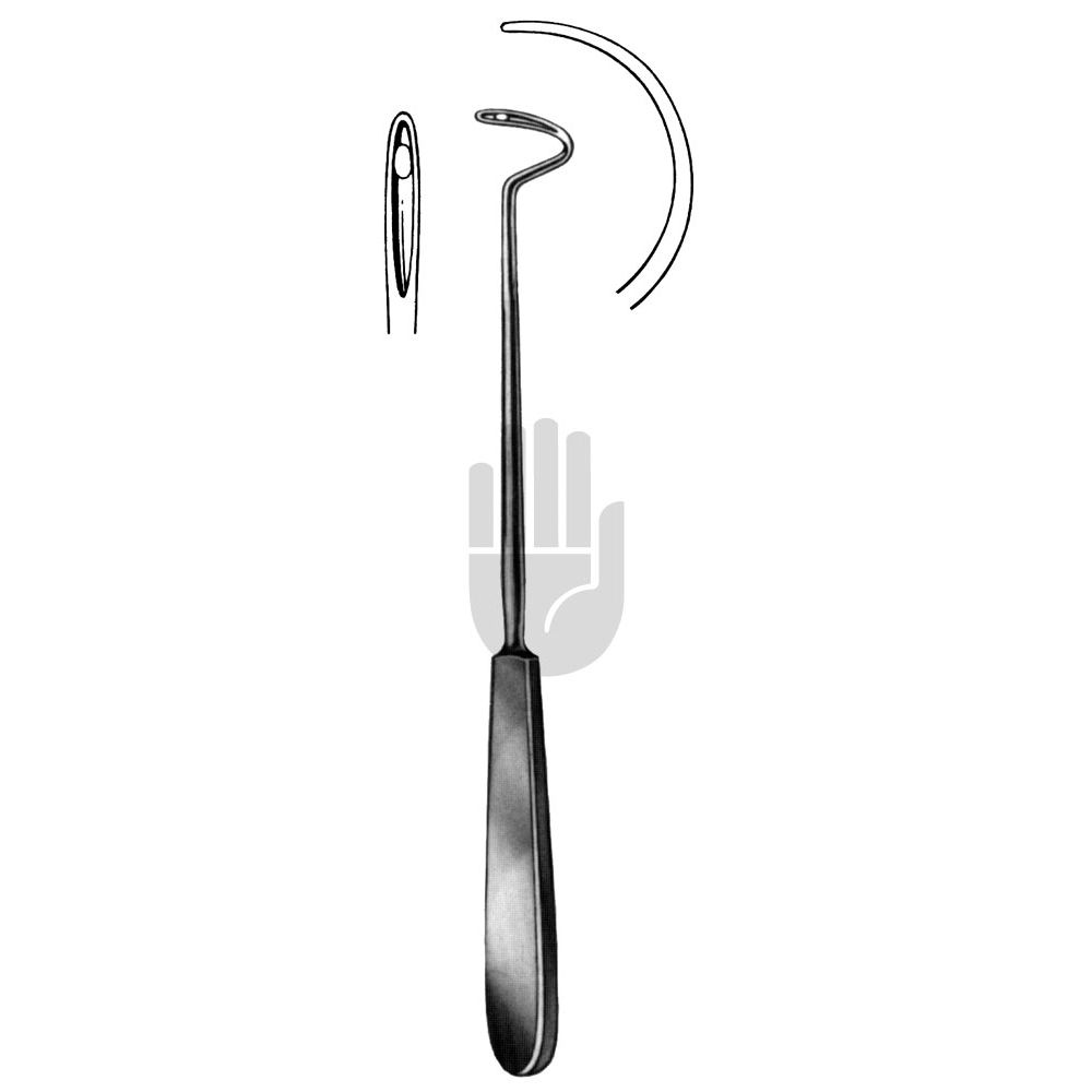 HB2543-24 HB2543-24  ~ Deschamps Unterbindungsnadel, stumpf, rechts gebogen, für die linke Hand, 24cm ~