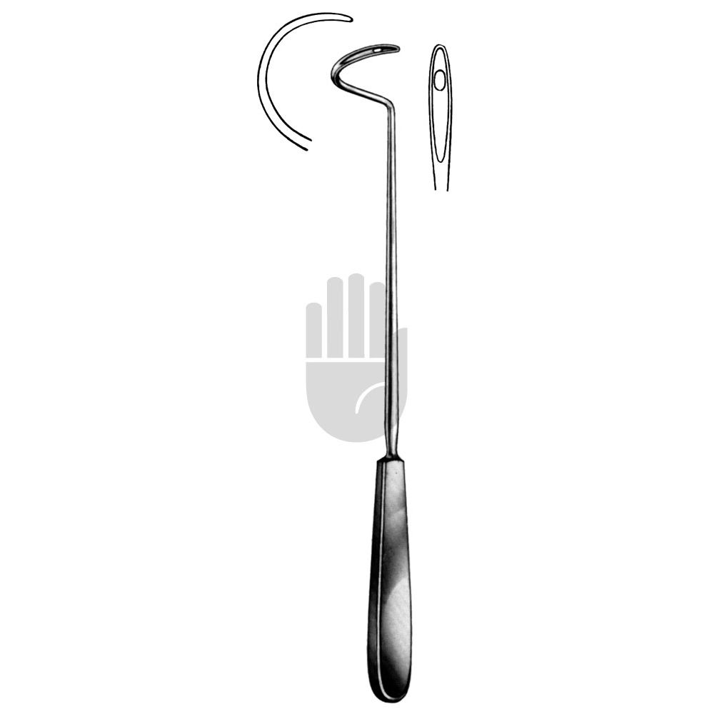 HB2544-27 HB2544-27  ~ Deschamps Unterbindungsnadel, stumpf, links gebogen, für die rechte Hand, 27cm ~