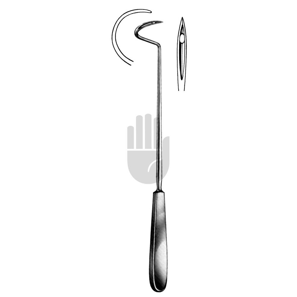 HB2546-27 HB2546-27  ~ Deschamps Unterbindungsnadel, scharf, links gebogen, für die rechte Hand, 27cm ~