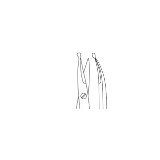 11-371-04-07  ~ Mikroschere, geb., m. Knopf, 12 cm ~