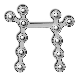 50-399-12-09  ~ MINI NASENPLATTE, 12-LOCH, H-FORM, 0,6MM ~