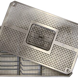 HB1539-00  ~ Siebkorb aus Edelstahlblech, mit Fallgriff, stapelbar, 405x253x70mm ~