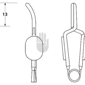 HB3928-21  ~ Gefäßclip nach Müller, gebogen, Öffnungsweite  11,8mm, 13mm, 0,49N, 50g ~