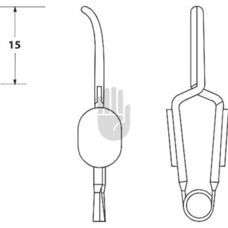 HB3928-31  ~ Gefäßclip nach Müller, gebogen, Öffnungsweite  12,5mm, 15mm, 0,49N, 50g ~