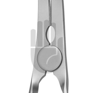 HB3935-02  ~ DeBakey Atrauma Bulldogklemme, gebogen, 5cm, DeBakey Zahnung ~