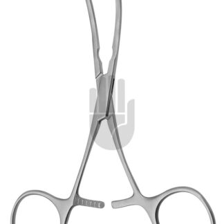 HB3940-04  ~ DeBakey Bulldogklemme mit Ringgriff, 45  gebogen, 13cm, DeBakey Zahnung ~