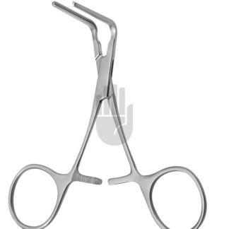 HB3940-05  ~ DeBakey Bulldogklemme mit Ringgriff, 90  gebogen, 10,5cm, DeBakey Zahnung ~