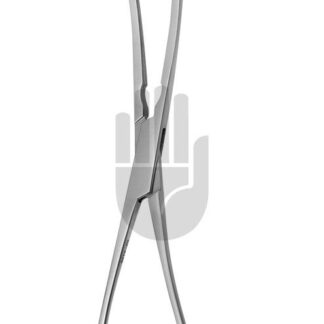 HB3974-03  ~ DeBakey Peripheralklemme, gebogen, 92,5mm, 20cm, DeBakey Zahnung ~