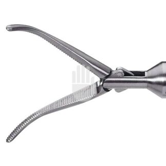 HF9972-76  ~ Hi-Class-Med - ENDOSCOPY    Monopolares Instrument,   10 mm, Arbeitslänge 450 mm, OVERHOLT Klemme mit feiner Zahnung, gebogen, doppelbeweglich ~