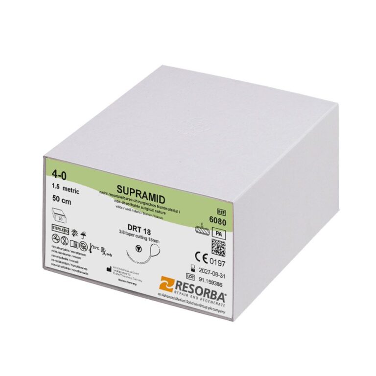 6080 6080  ~ SUPRAMID weiß, 4 0 USP, DRT18, Länge 50cm Schlingennaht ~