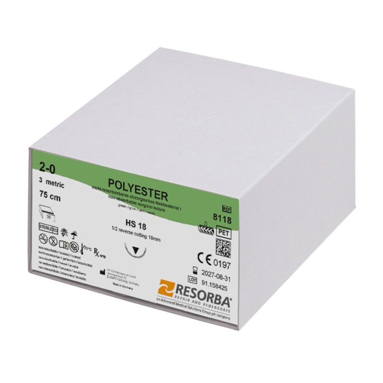8118 8118  ~ POLYESTER grün, 2 0 USP, HS18, Länge 75cm ~
