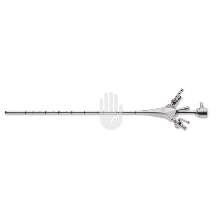 HL5869-03 HL5869-03  ~ Hi-Class-Med - ENDOSCOPY    High-Flow COMPACT Schaft mit Kanal,   4,3 mm, Arbeitslänge 210 mm, 2 feste Absperrhähne, mit Arbeitskanal ~
